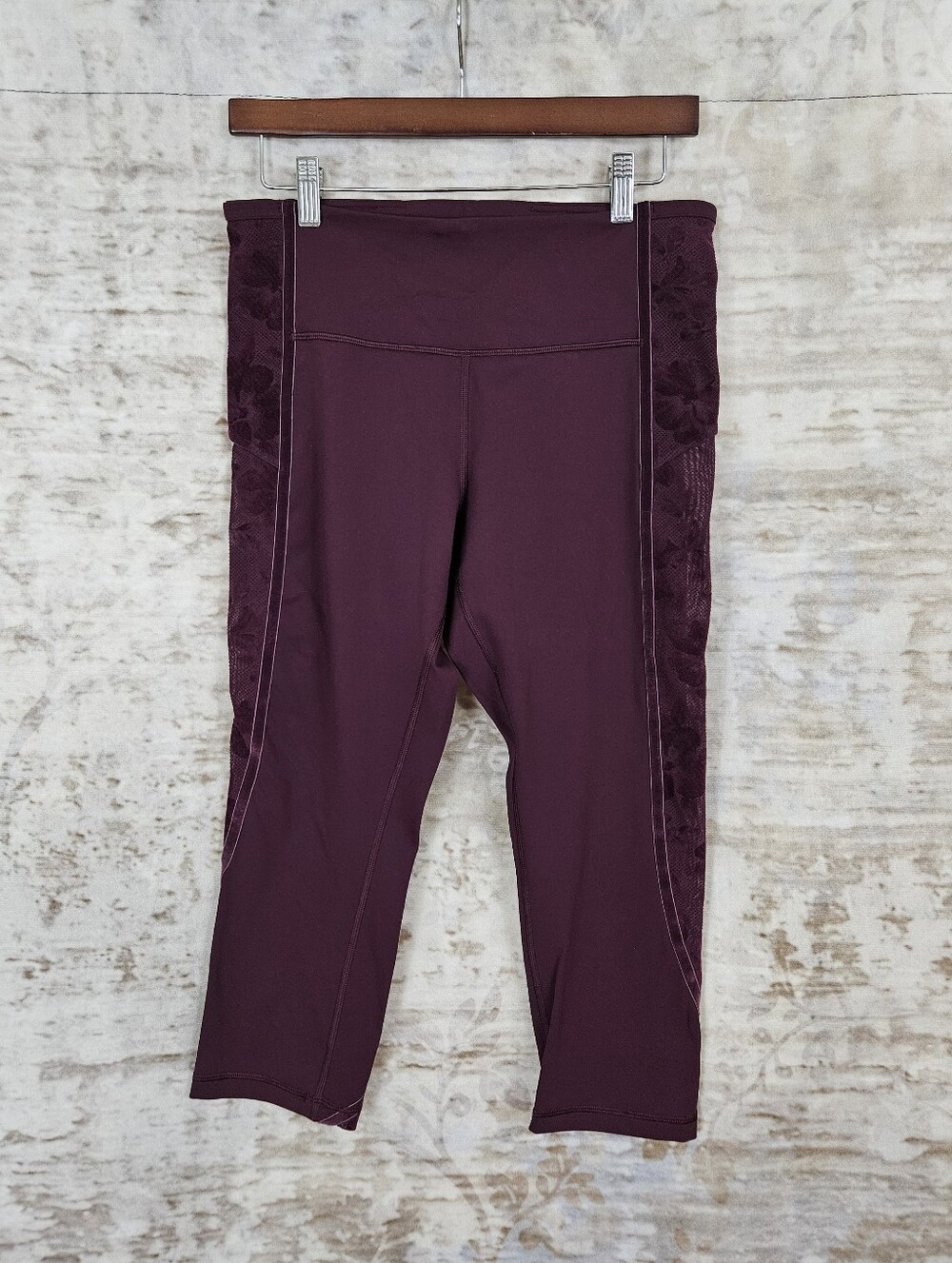 Lululemon Wunder Under High-Rise Leggings Crop Dark Adobe Flocked Floral Size 10